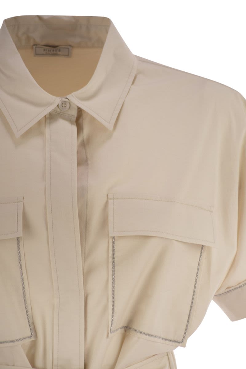 PESERICO Light Stretch Cotton Satin Chemisier Dress