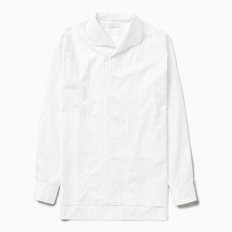 1989 STUDIO Men's Long Sleeve Striped Shirt with Bowling Collar