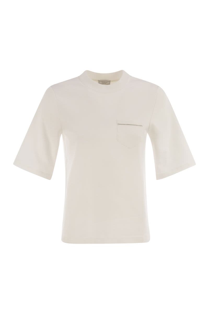 PESERICO Cotton Blend T-Shirt with 3/4 Sleeves