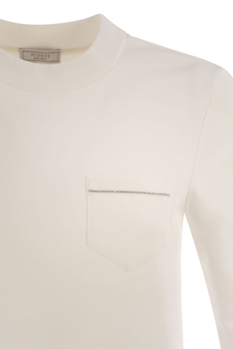 PESERICO Cotton Blend T-Shirt with 3/4 Sleeves