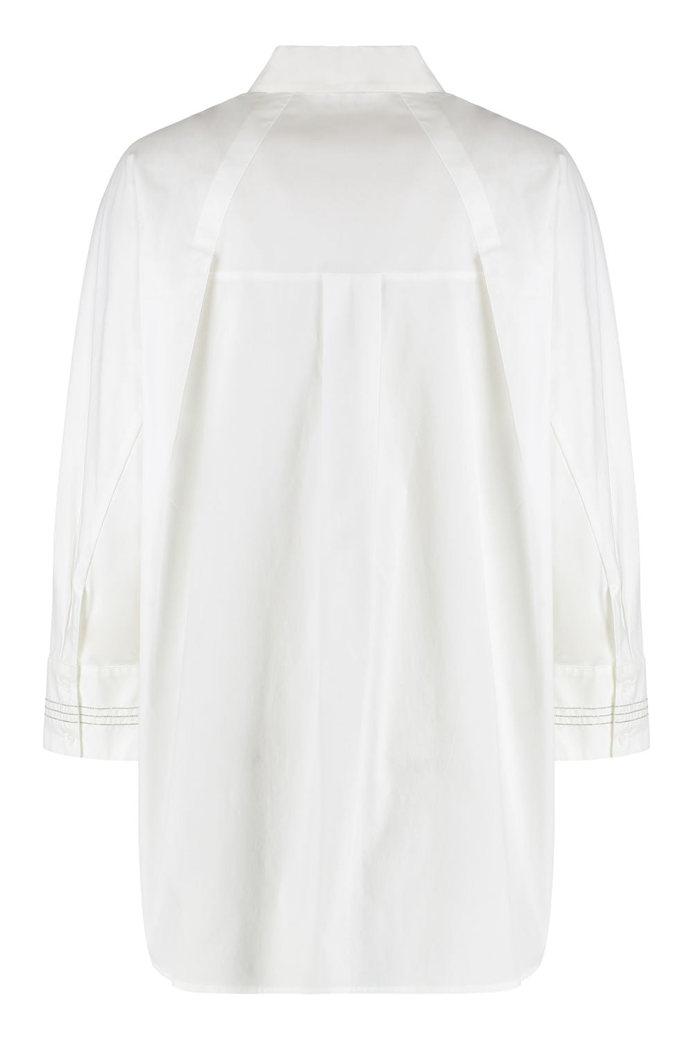 PESERICO Oversize Cotton Shirt with Metallic Embroidery