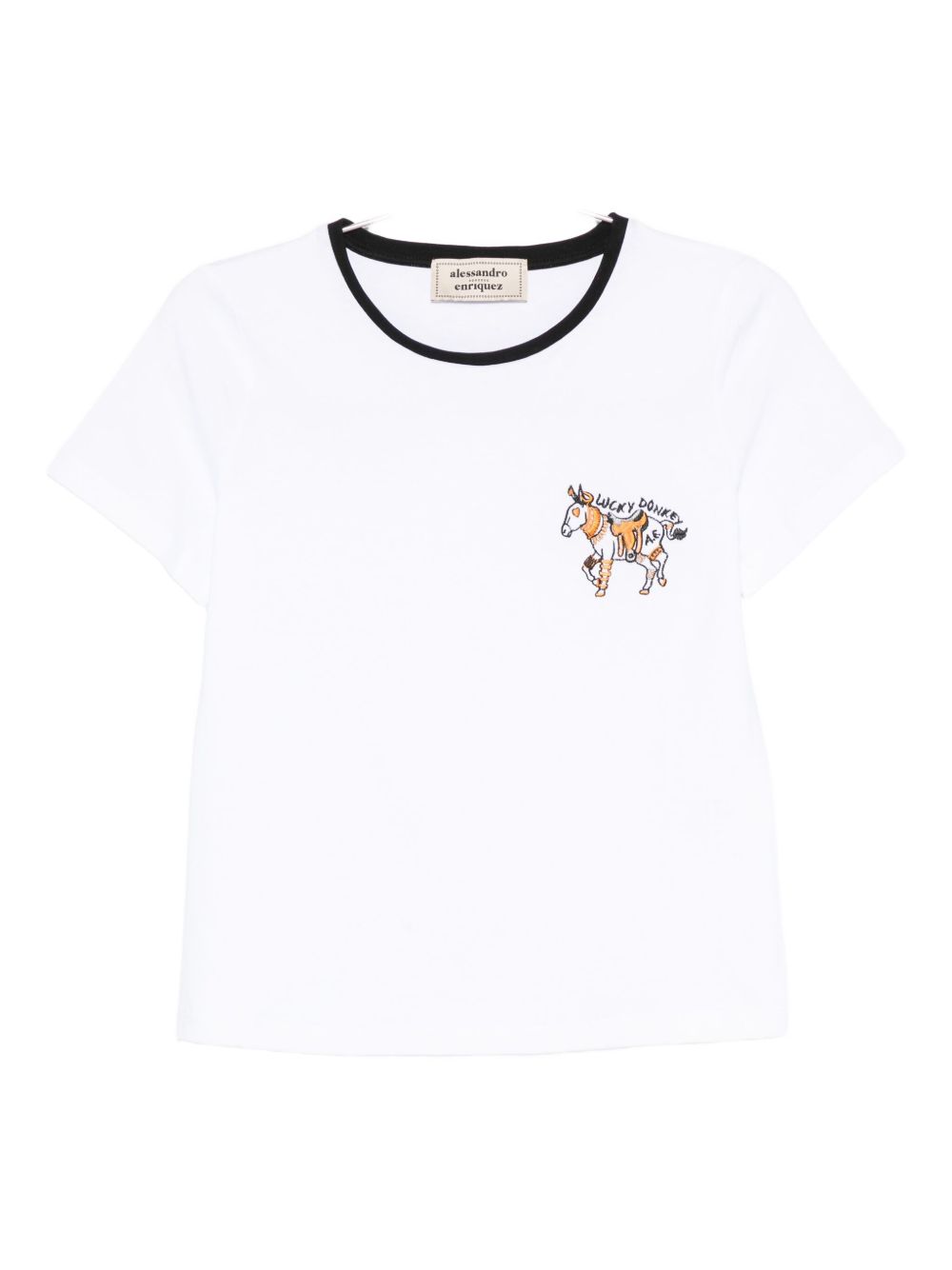 ALESSANDRO ENRIQUEZ Embroidered Cotton T-Shirt - Mini Short Sleeves