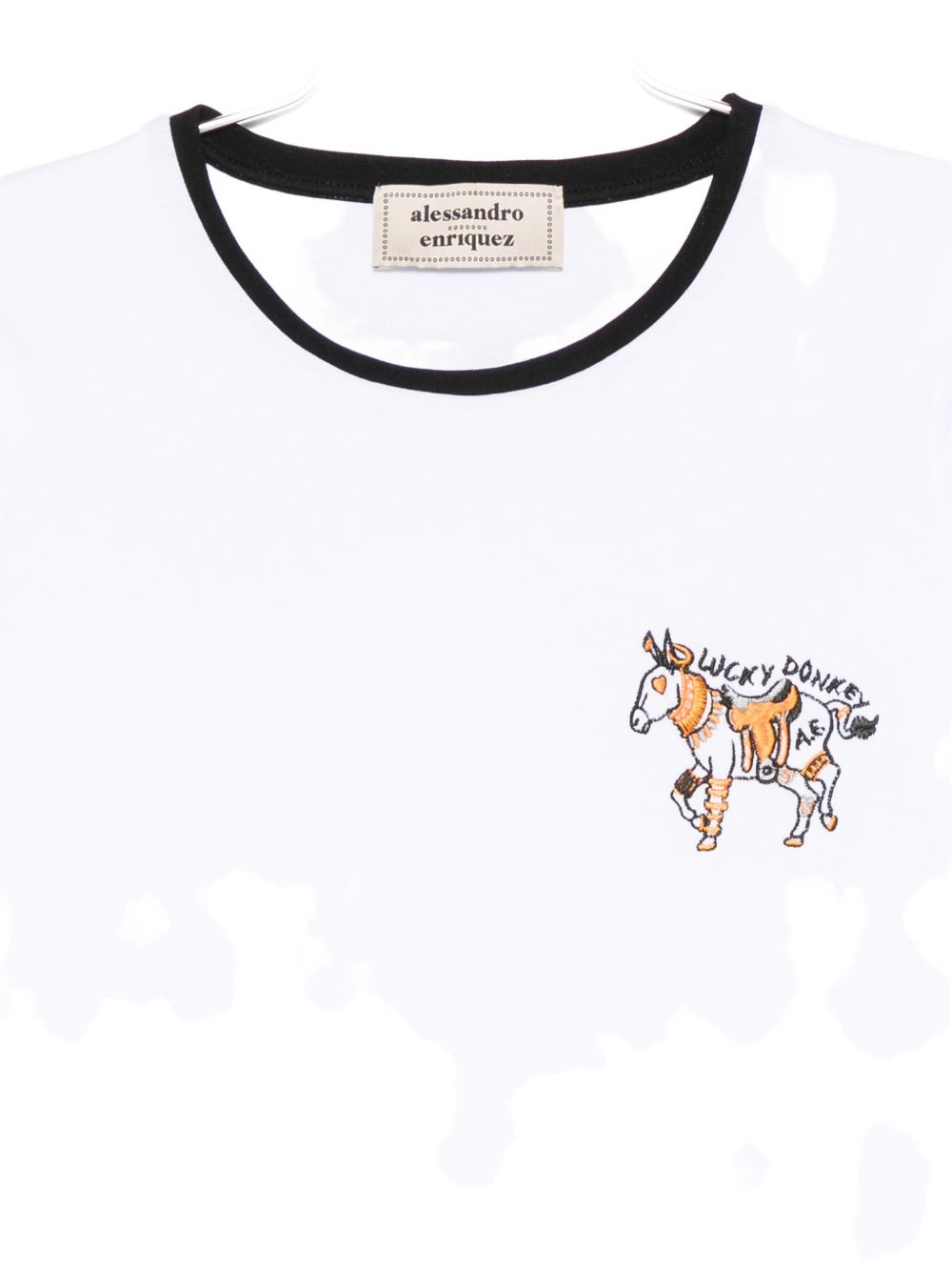 ALESSANDRO ENRIQUEZ Embroidered Cotton T-Shirt - Mini Short Sleeves
