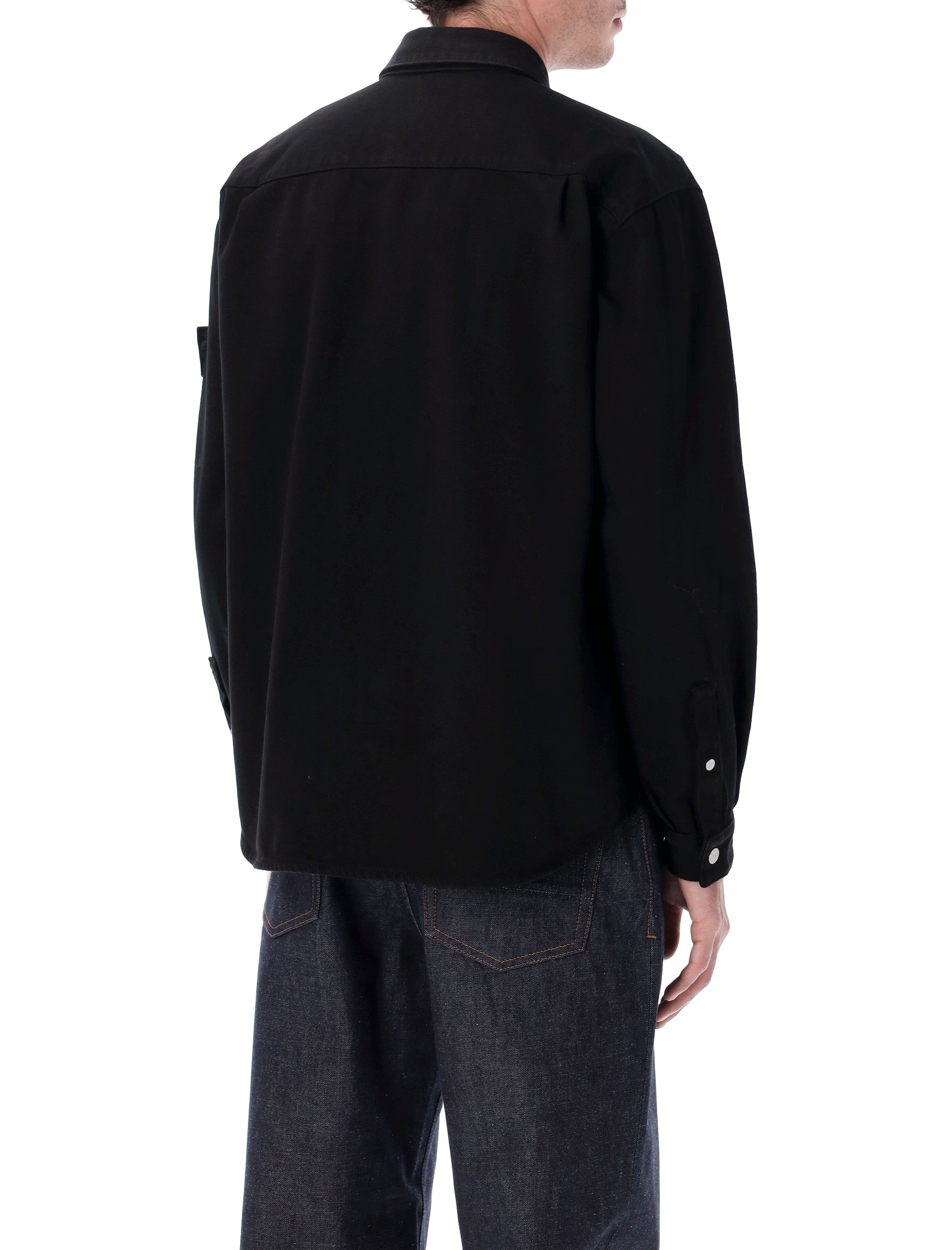 STONE ISLAND Men's Bull Denim-TC Overshirt with Bellows Pockets - Size L