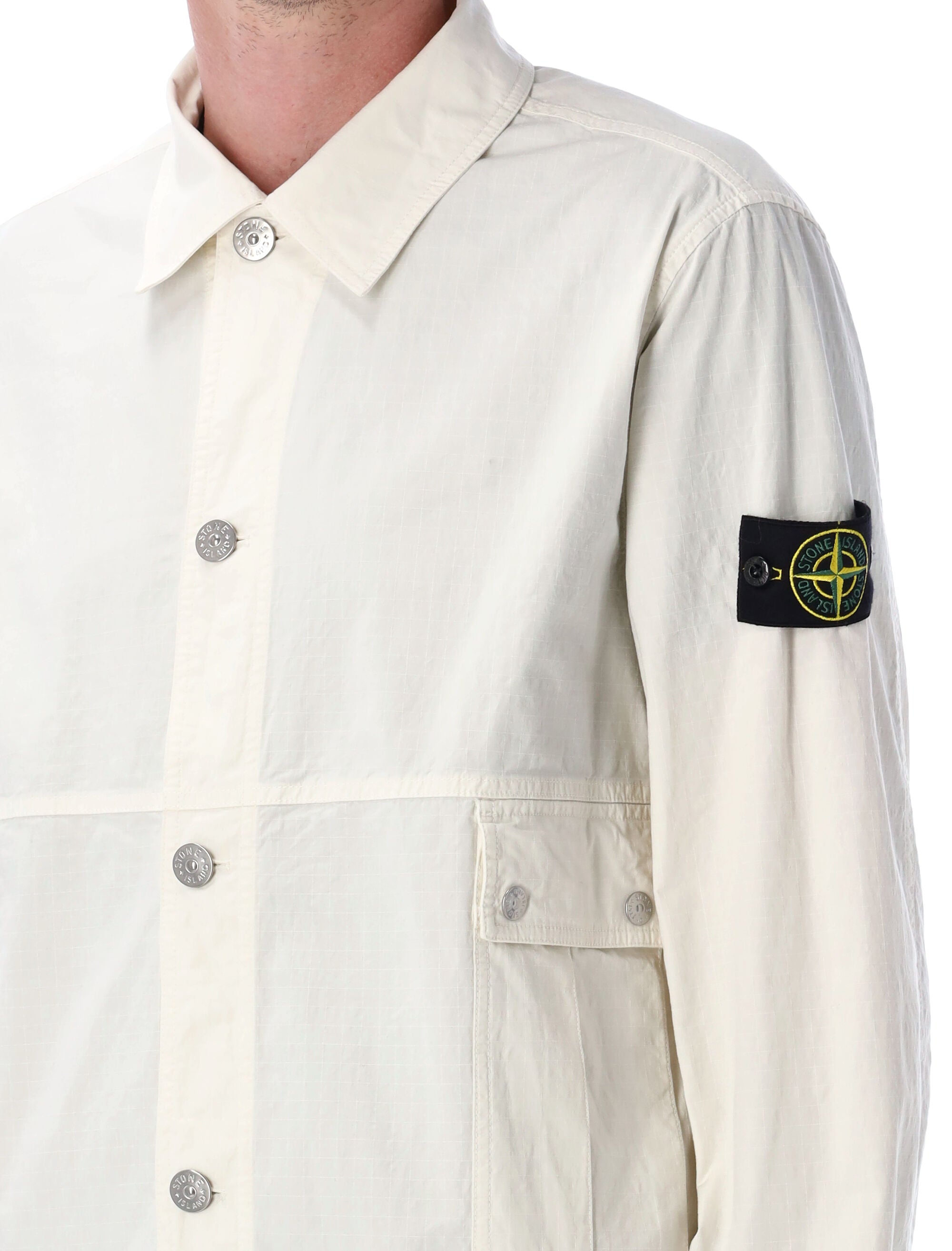 STONE ISLAND Men's Military-Inspired Stretch Ripstop Overshirt - Size L