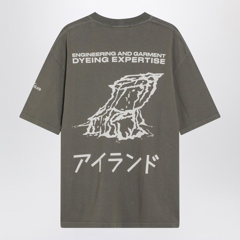 STONE ISLAND Military Green Logo Print T-Shirt