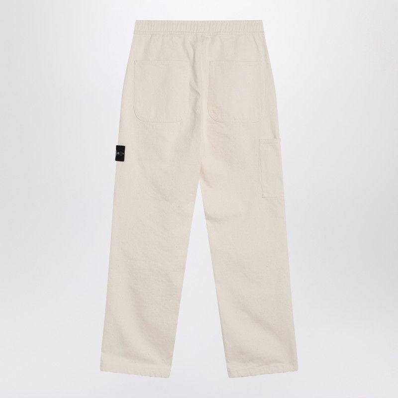 STONE ISLAND Cotton Trousers with Elastic Waist
