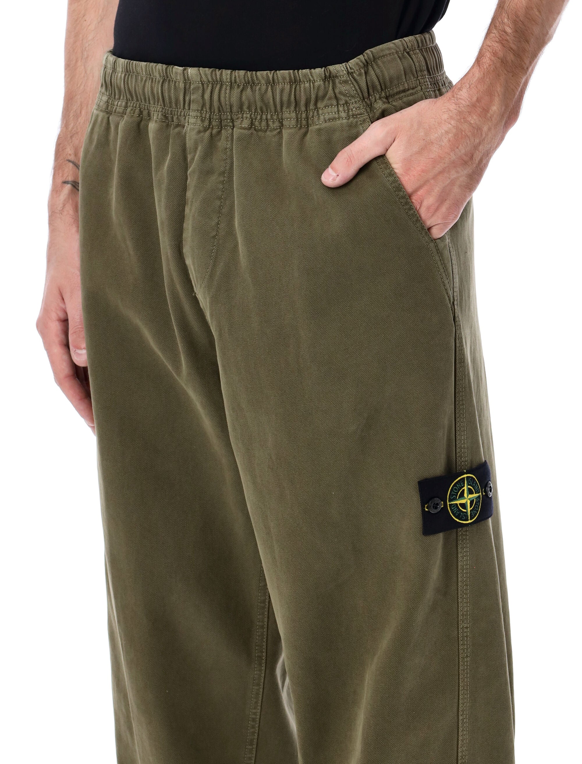 STONE ISLAND Organic Cotton 'Old' Effect Jogger Trousers - Size 32