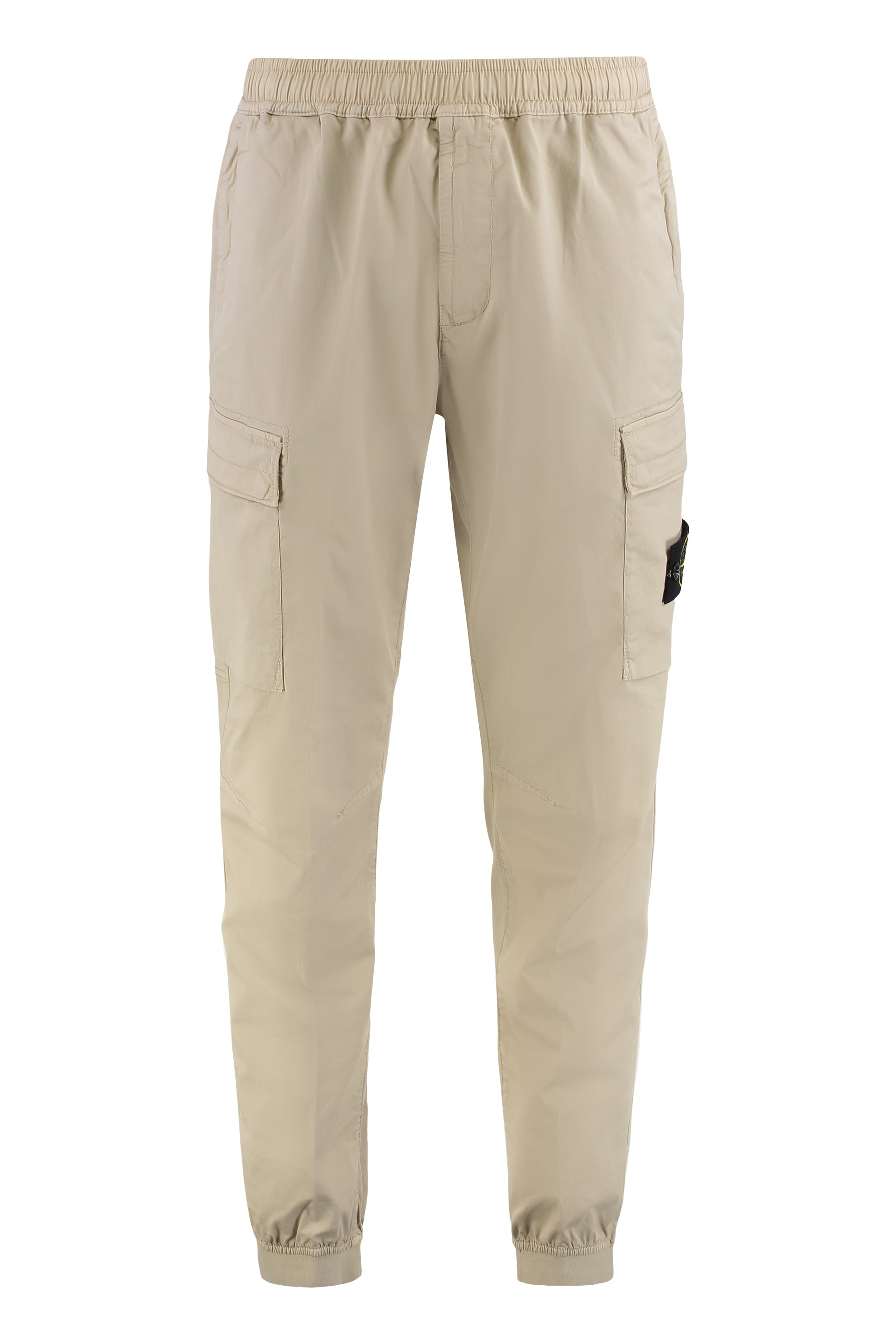 STONE ISLAND Men's Cotton Cargo Pants with Elastic Waist and Hem