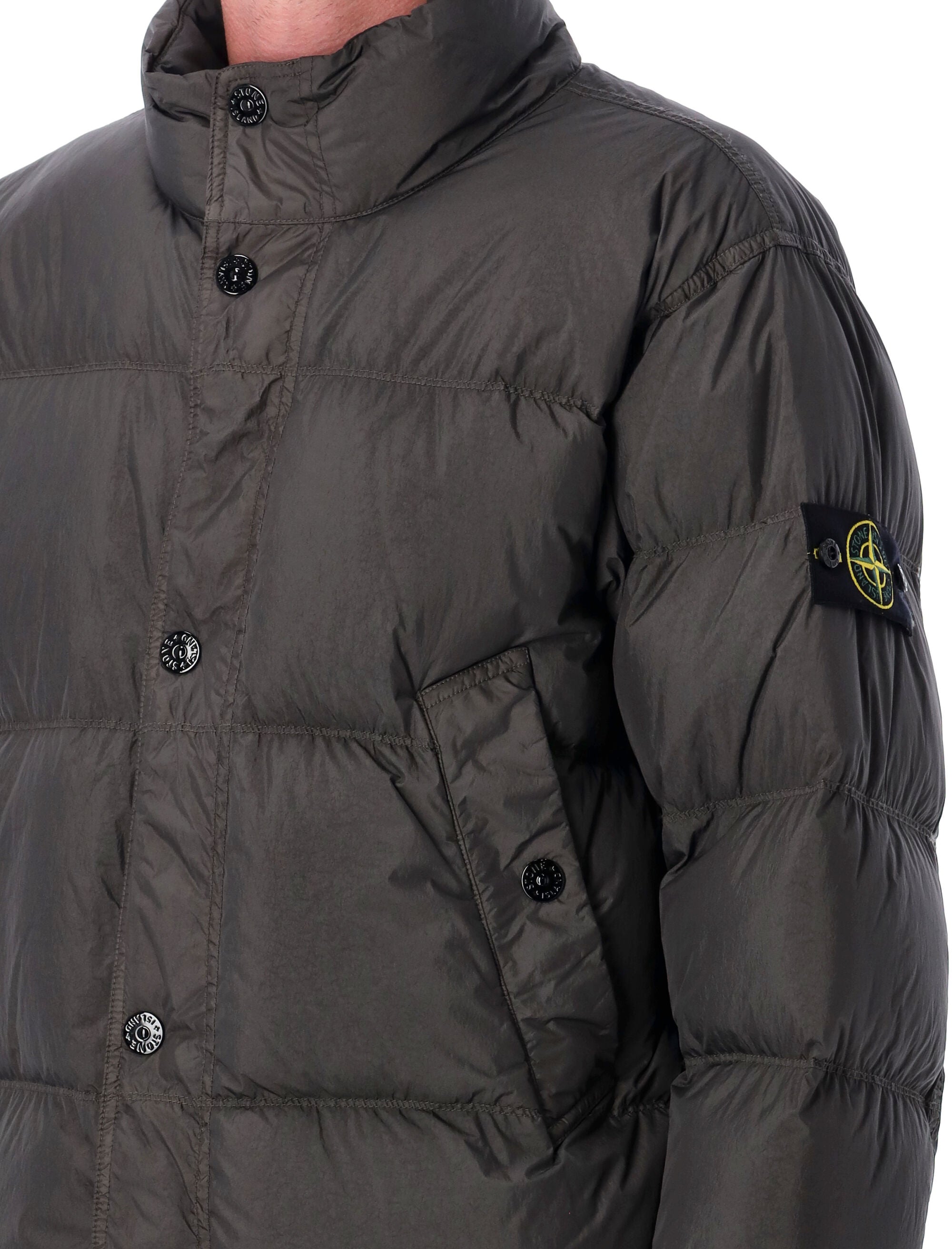 STONE ISLAND Men's Crinkle Effect Down Jacket - Size L