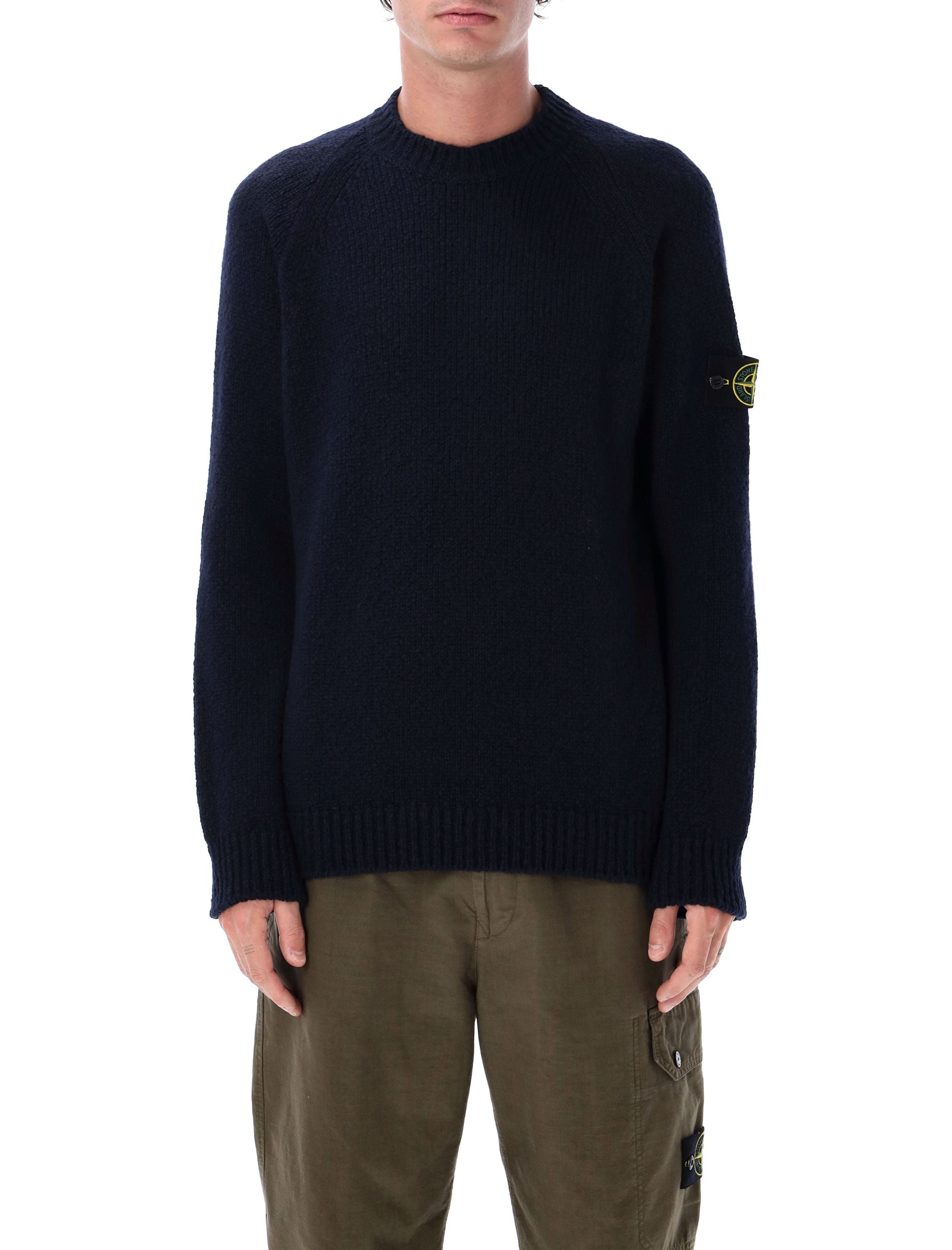 STONE ISLAND Men's Mouliné Wool Raglan Sweater - Size L