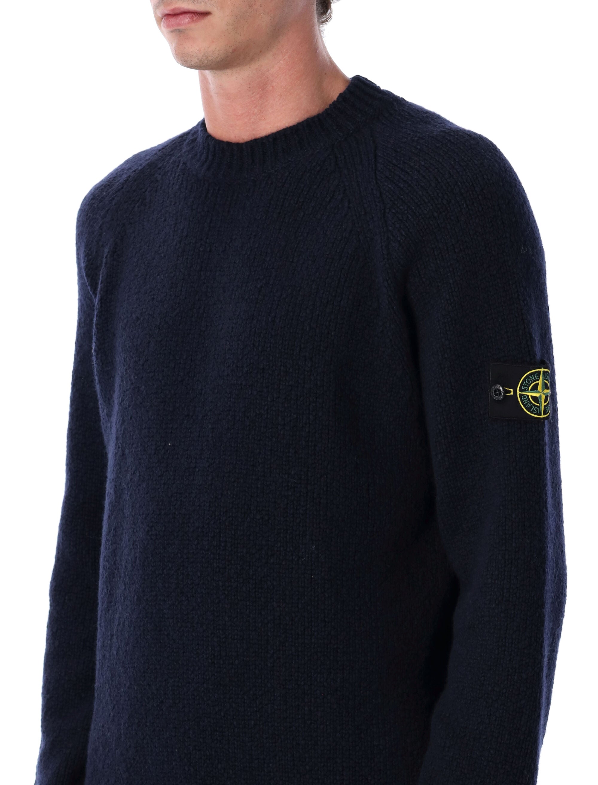 STONE ISLAND Men's Mouliné Wool Raglan Sweater - Size L