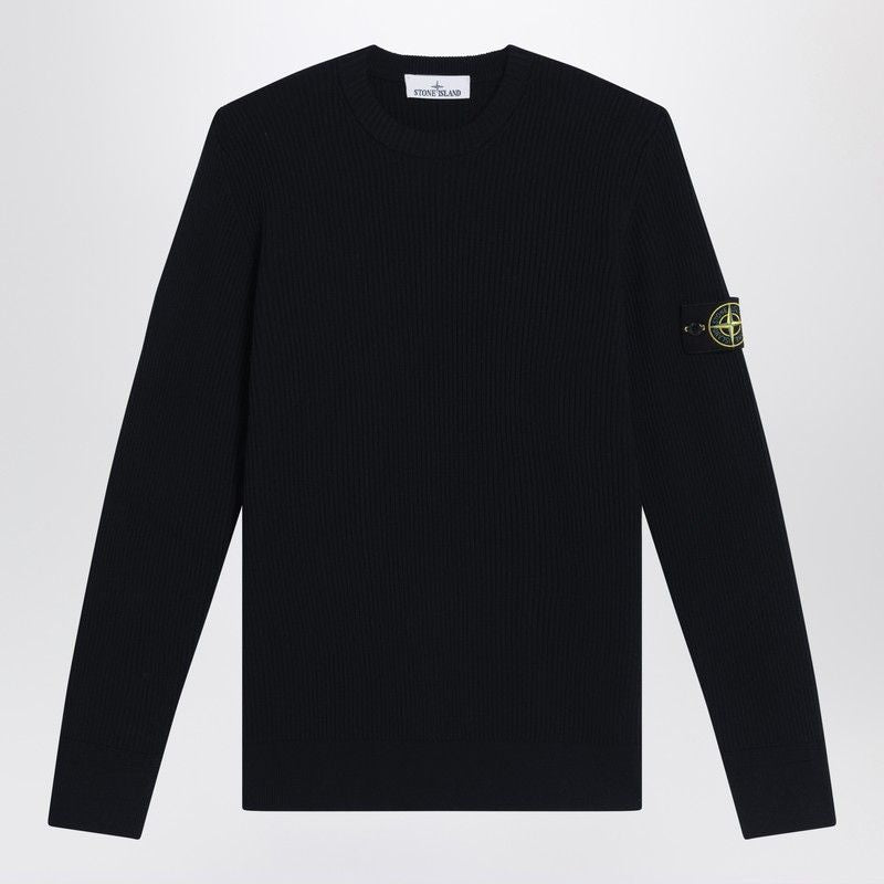 STONE ISLAND Ribbed Virgin Wool Crew Neck Sweater for Men