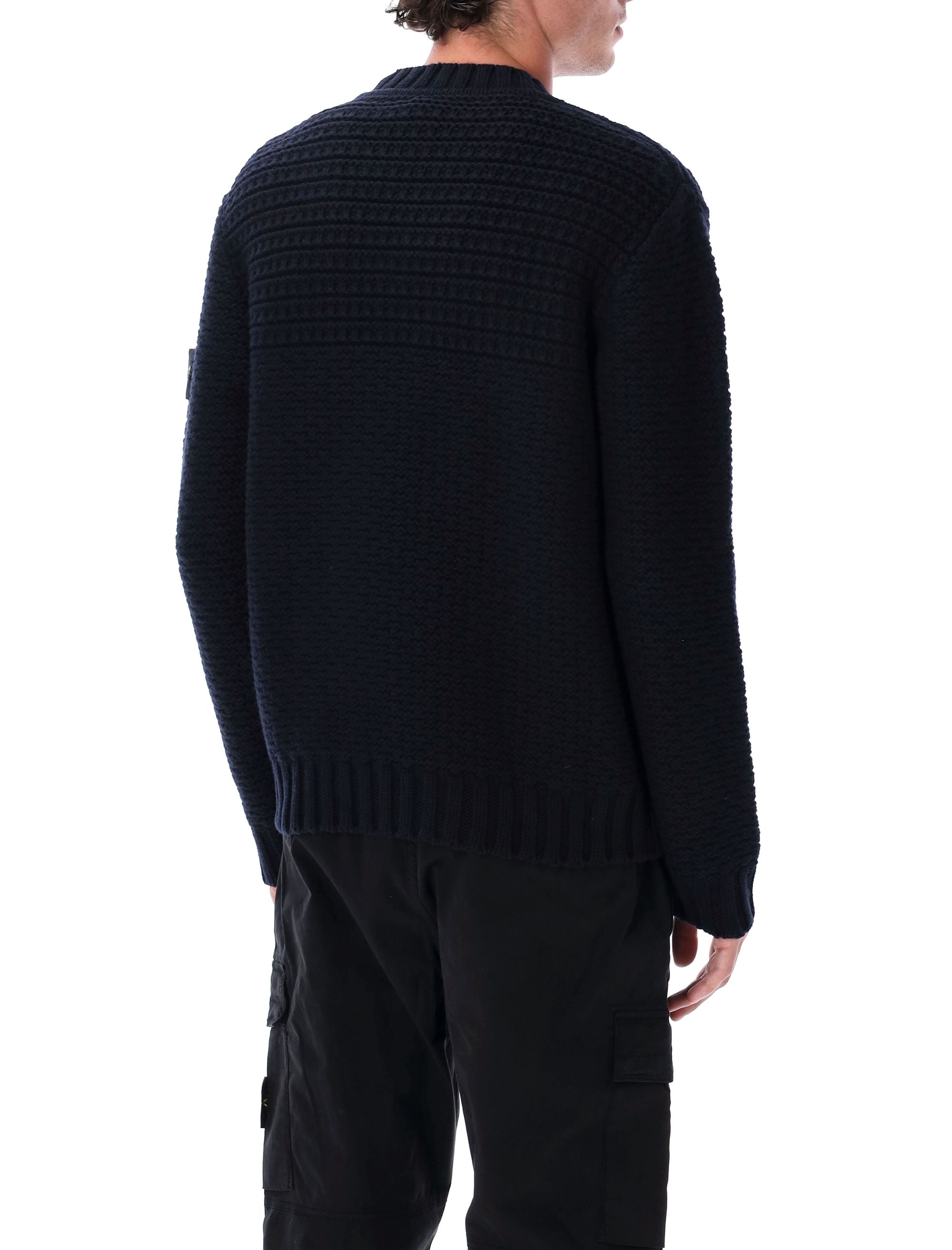 STONE ISLAND Men's Wool Mock Neck Jumper with Ribbed Trims - Size L