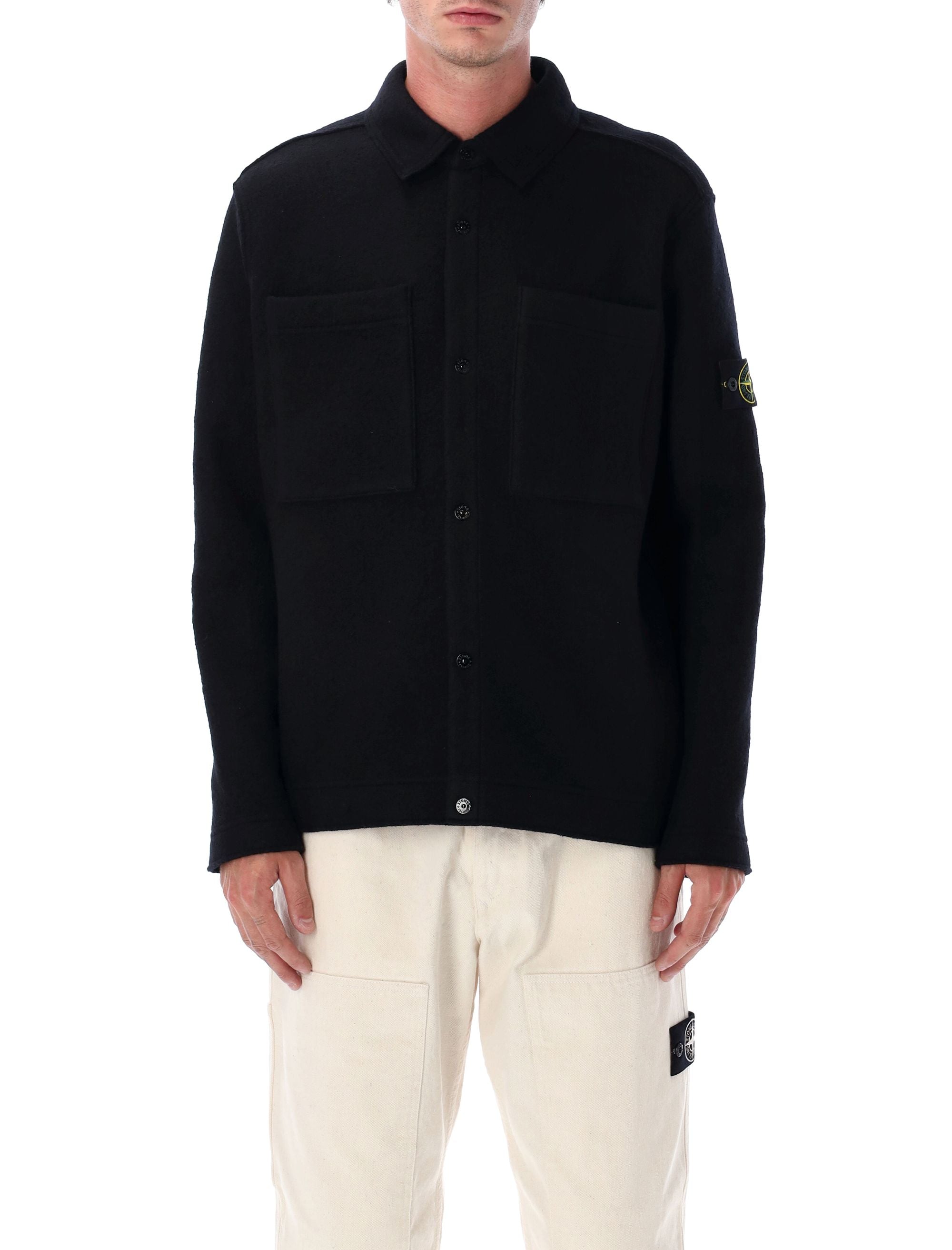 STONE ISLAND Felted Wool Overshirt - Size L