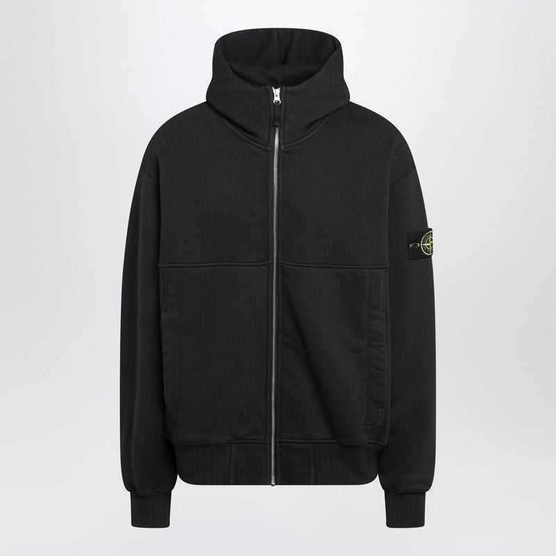 STONE ISLAND Cotton Zip-Up Hoodie with Compass Logo Patch