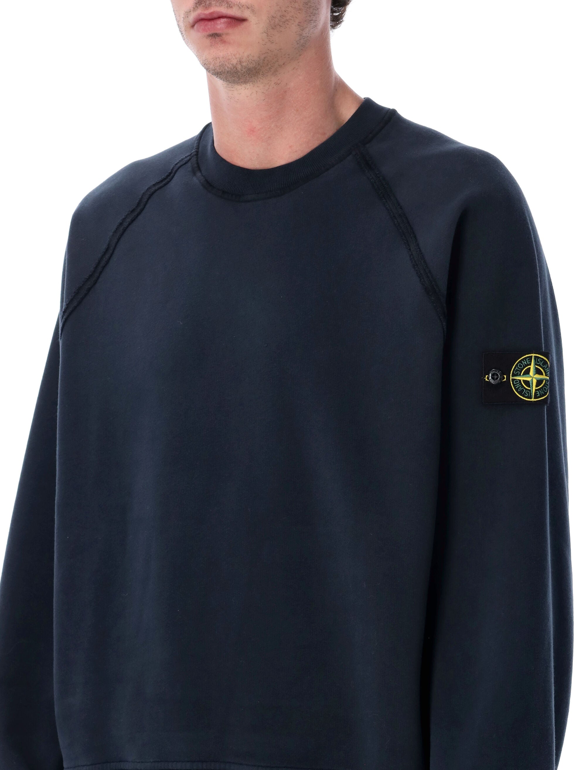 STONE ISLAND Oversized Crewneck Sweatshirt in Brushed Organic Cotton - Size L