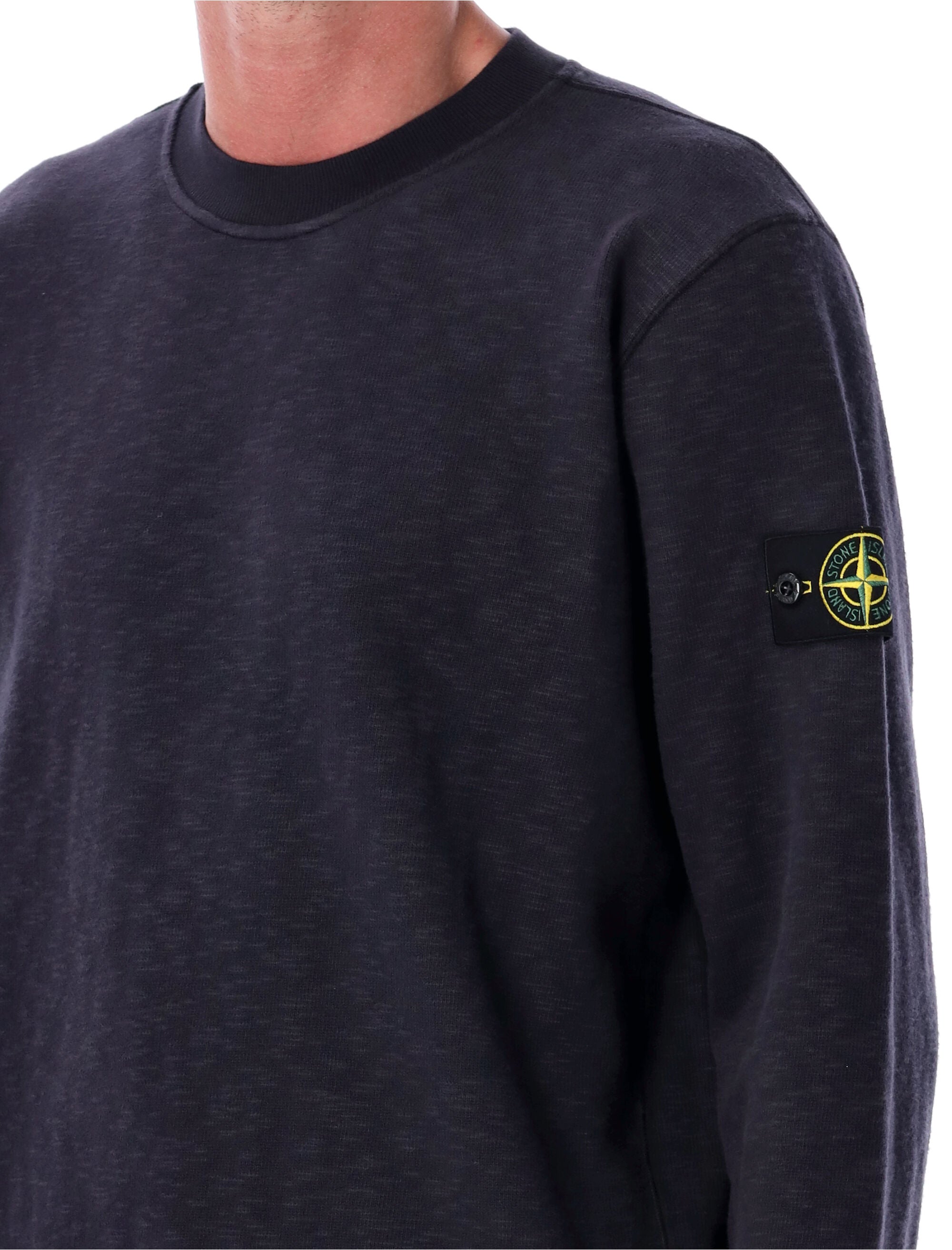 STONE ISLAND Textured Crew Neck Cotton Sweatshirt - Size L