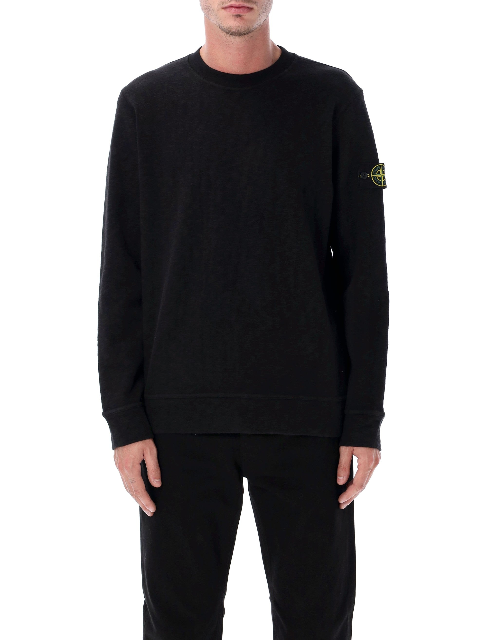 STONE ISLAND Textured Cotton Crew Neck Sweatshirt - Size L