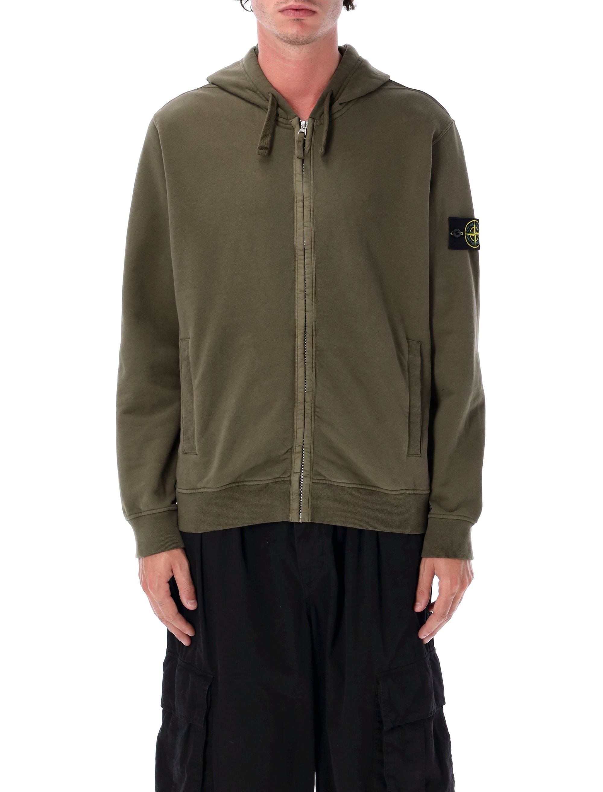 STONE ISLAND Brushed Organic Cotton Zip-Up Hoodie - Size L