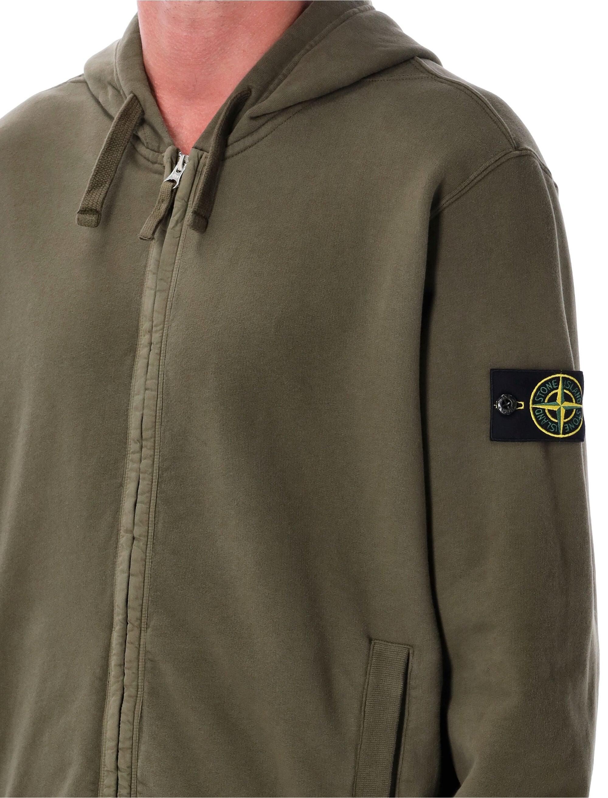 STONE ISLAND Brushed Organic Cotton Zip-Up Hoodie - Size L