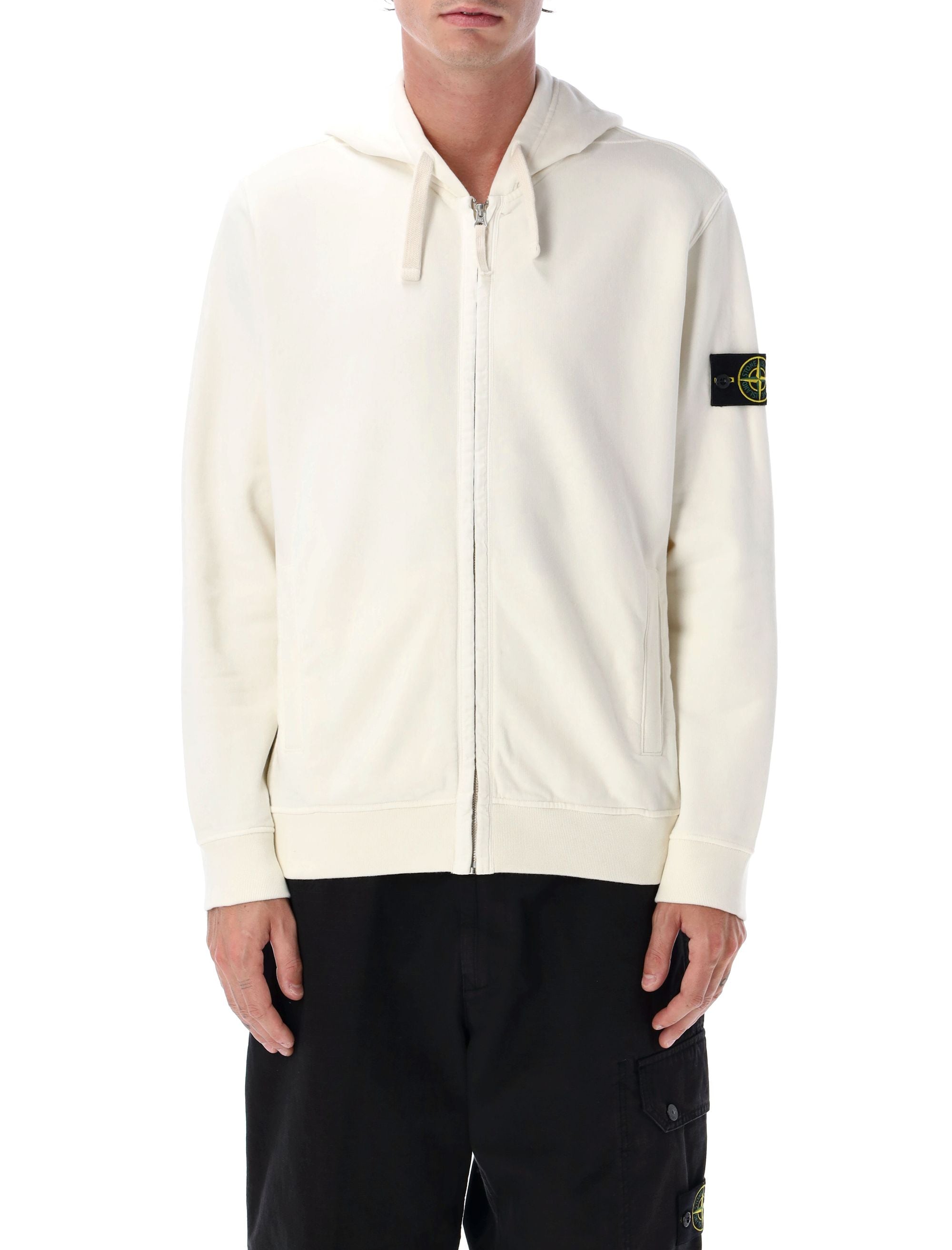 STONE ISLAND Brushed Organic Cotton Zip-Up Hoodie - Size L