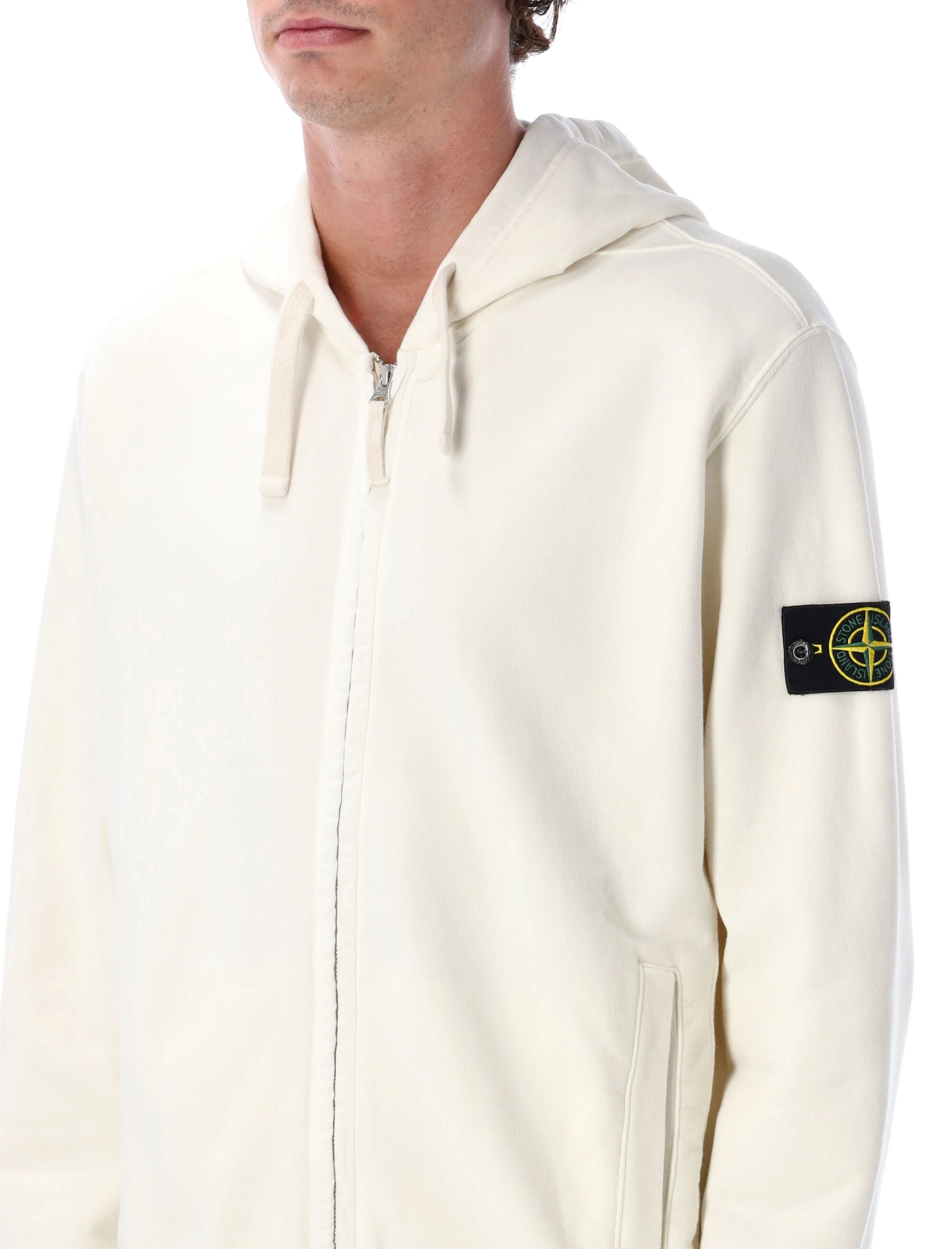 STONE ISLAND Brushed Organic Cotton Zip-Up Hoodie - Size L