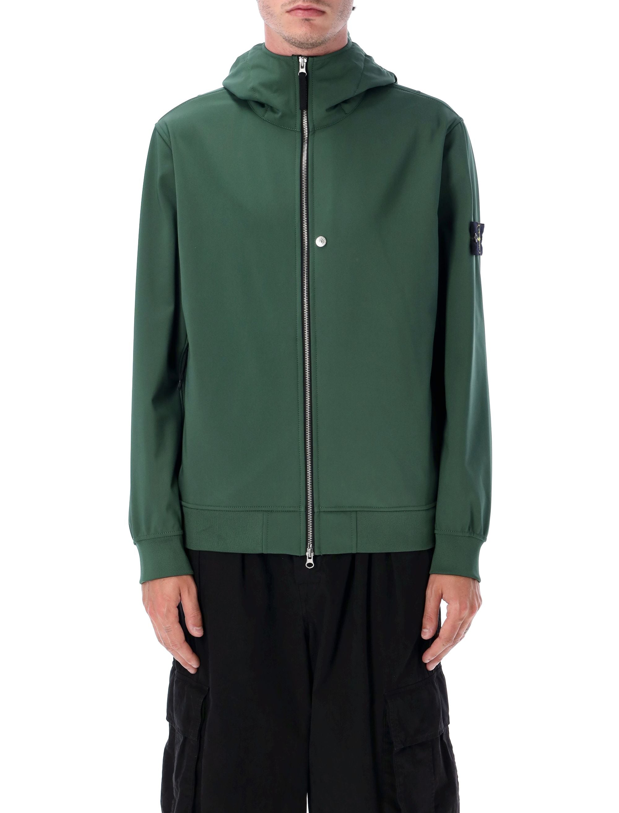 STONE ISLAND Men's Soft Shell Light Hooded Jacket - Size L