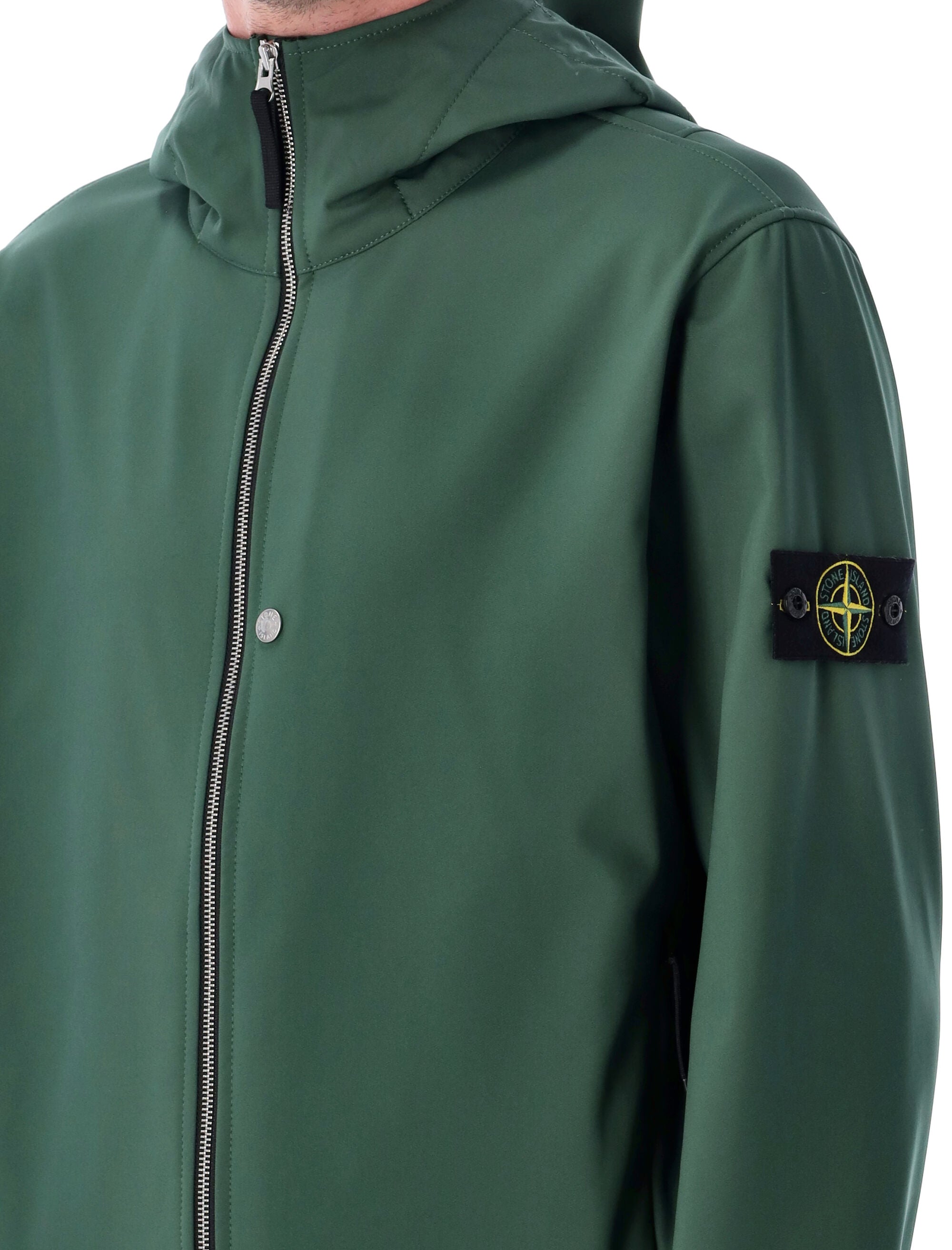 STONE ISLAND Men's Soft Shell Light Hooded Jacket - Size L