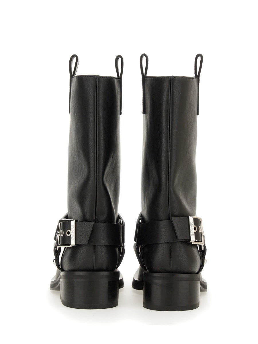 GANNI Stylish Biker Boots with 4 cm Heels
