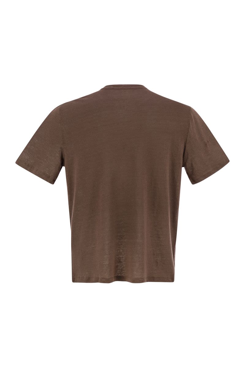 MAJESTIC Crew-Neck Short-Sleeved T-Shirt in Linen