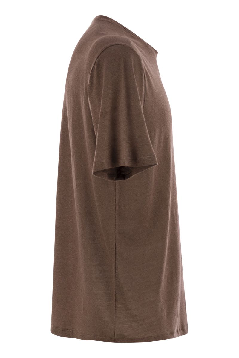 MAJESTIC Crew-Neck Short-Sleeved T-Shirt in Linen
