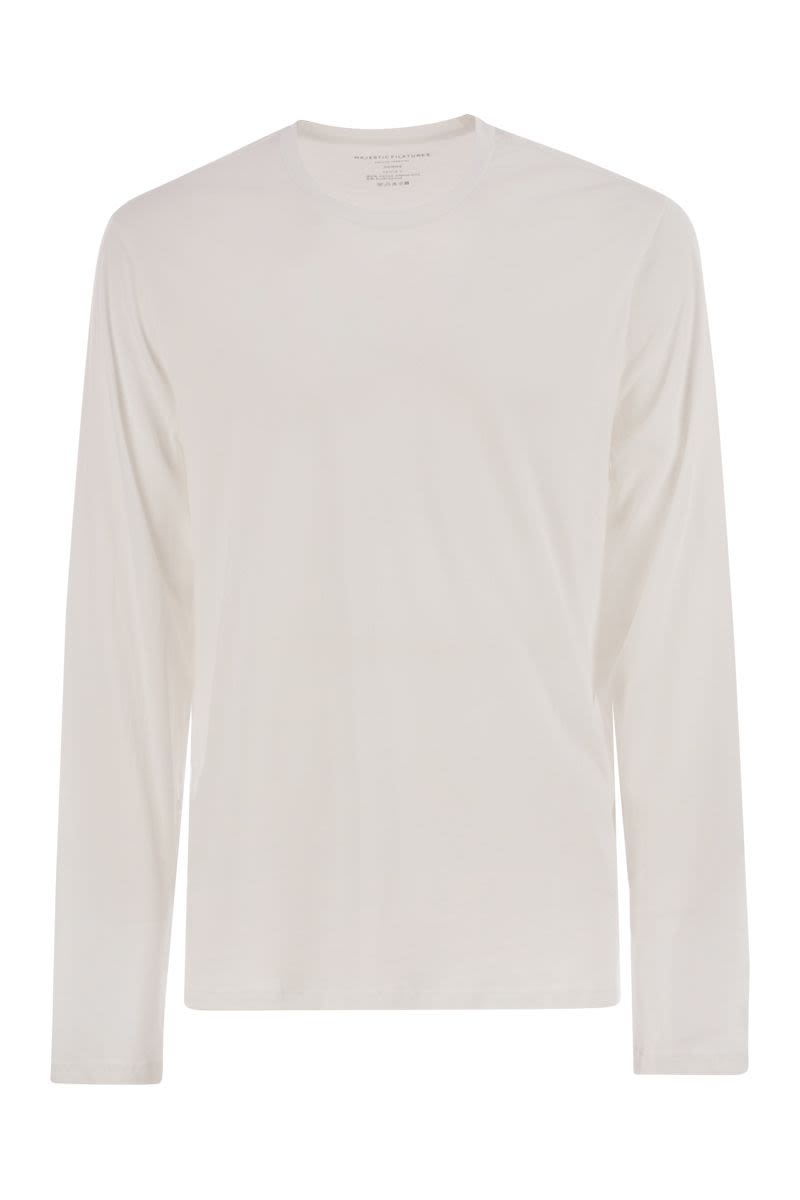 MAJESTIC Long-Sleeved Slim Fit Crew Neck T-Shirt