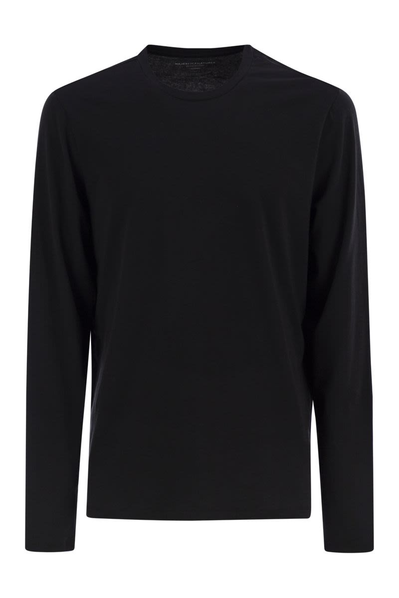 MAJESTIC Slim Fit Long-Sleeved Crew Neck T-Shirt