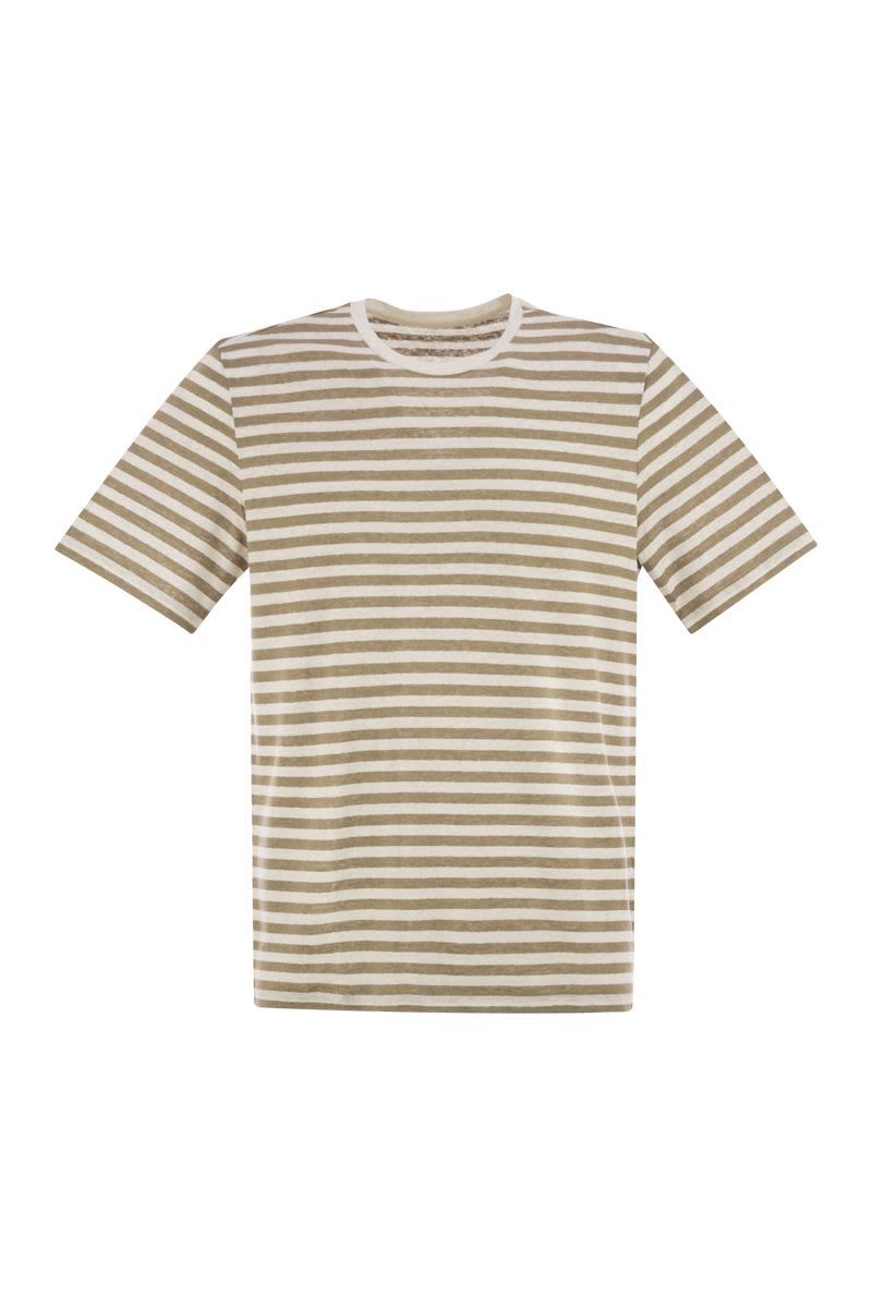 MAJESTIC Slim Fit Striped Linen Crew-Neck T-Shirt