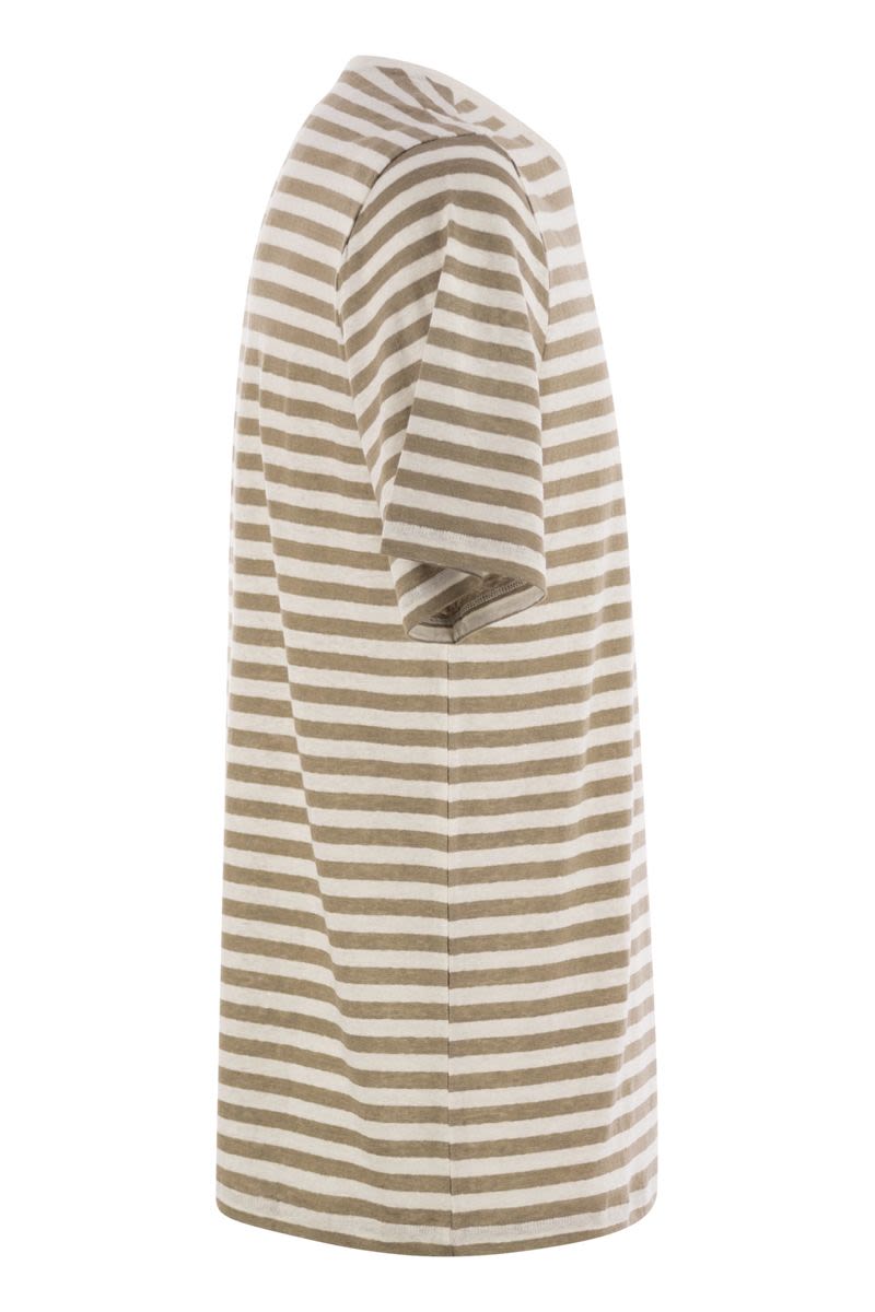 MAJESTIC Slim Fit Striped Linen Crew-Neck T-Shirt