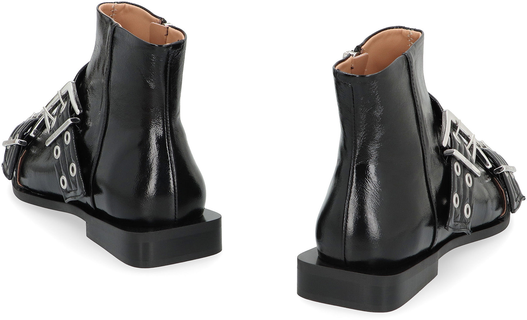GANNI Faux Leather Pointy Toe Ankle Boots