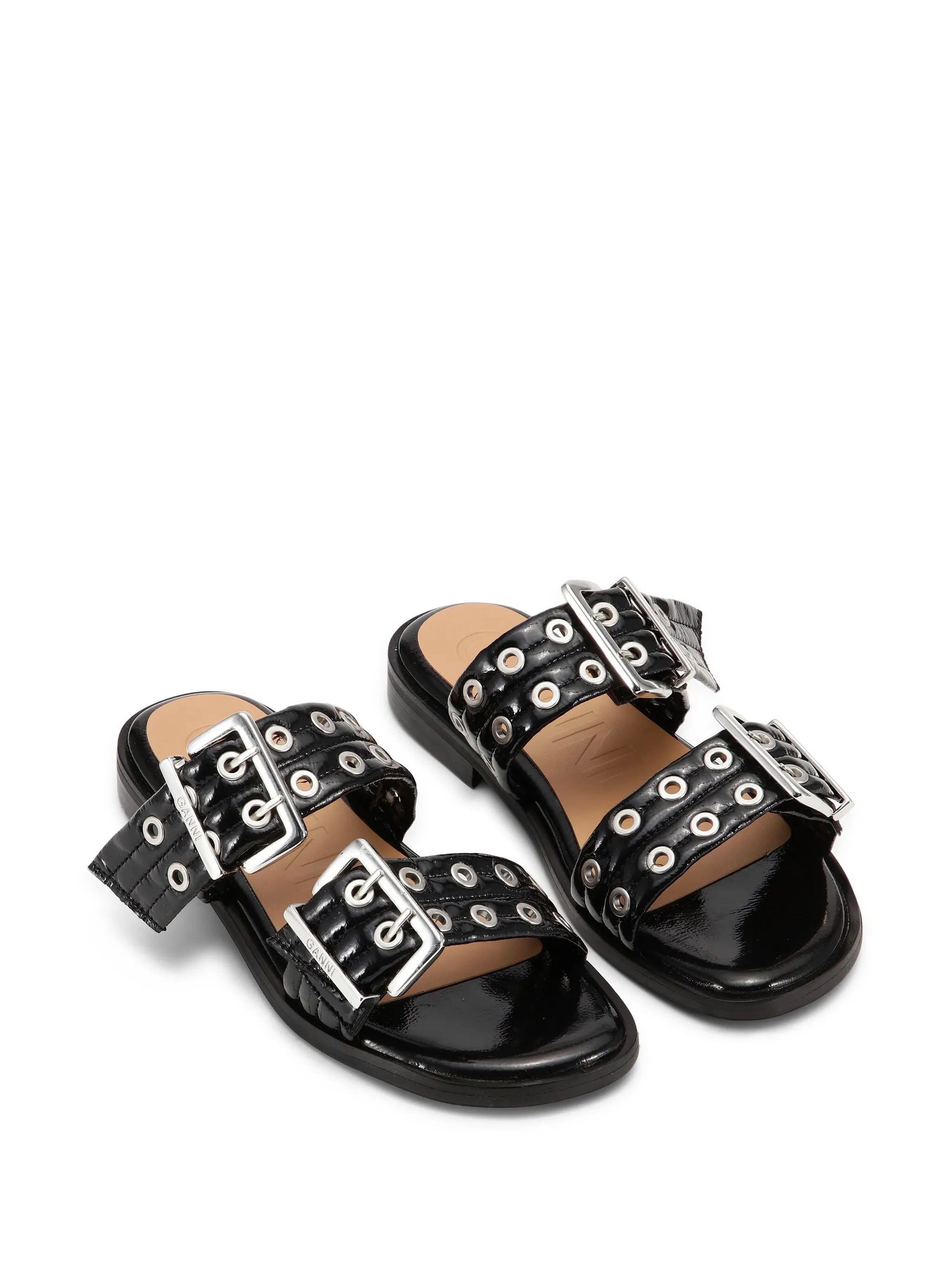 GANNI Two-Strap Buckle Sandals
