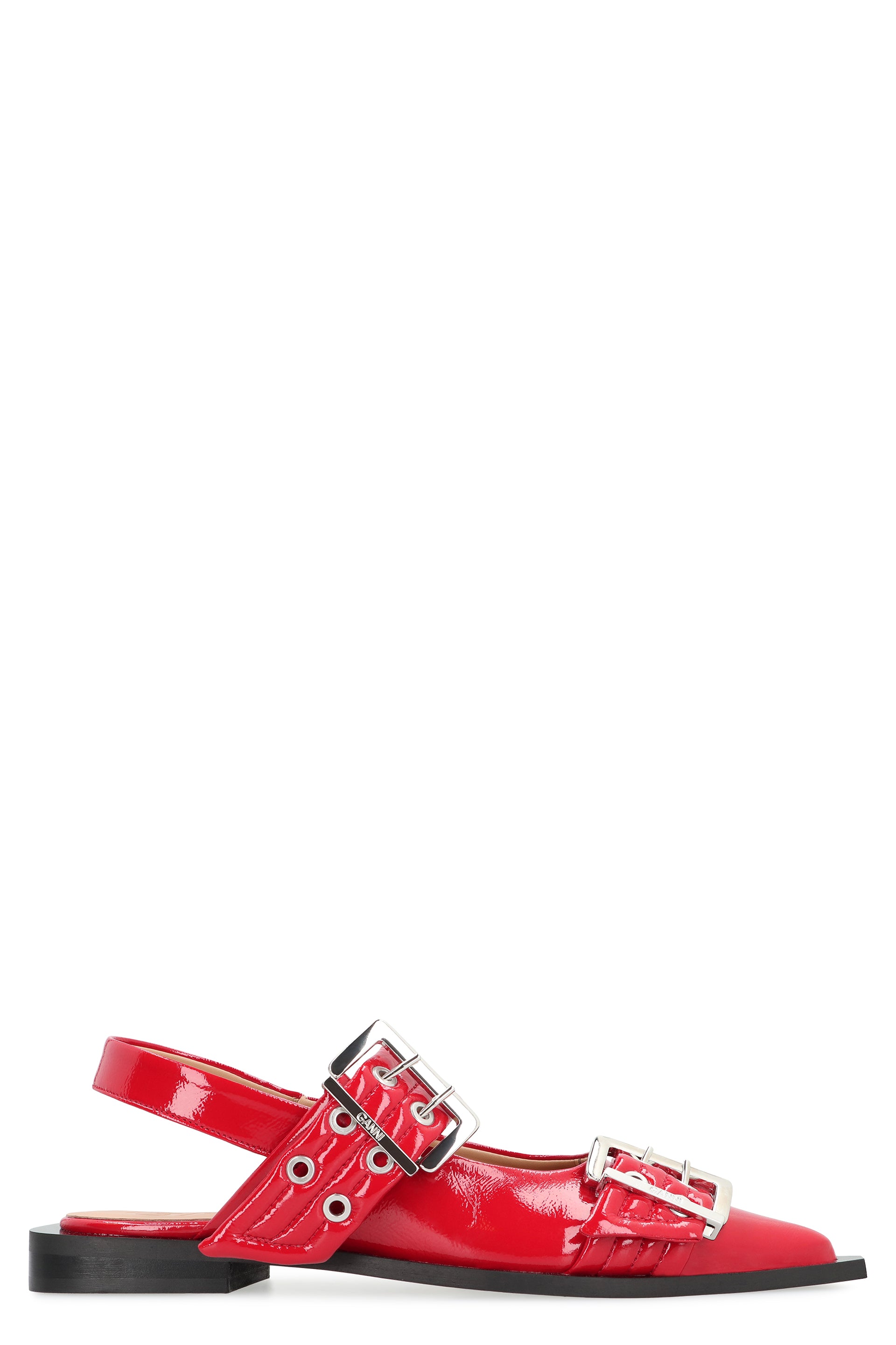 GANNI Feminine Buckle Faux Leather Slingback Pumps