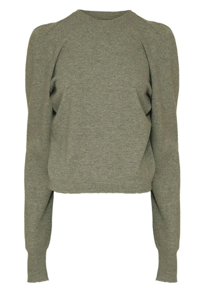 MAISON MARGIELA Wool Crewneck Sweater with Gathered Shoulders