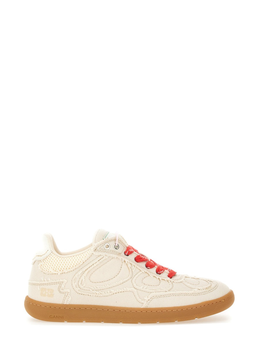 GANNI Canvas Sneakers with Raw Edge Detail
