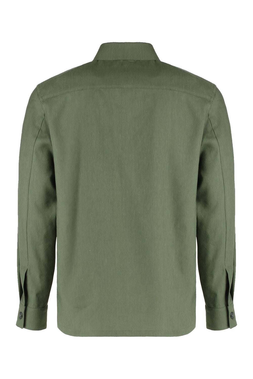 CANALI Wool Blend Overshirt with Two Buttoned Front Flap Pockets
