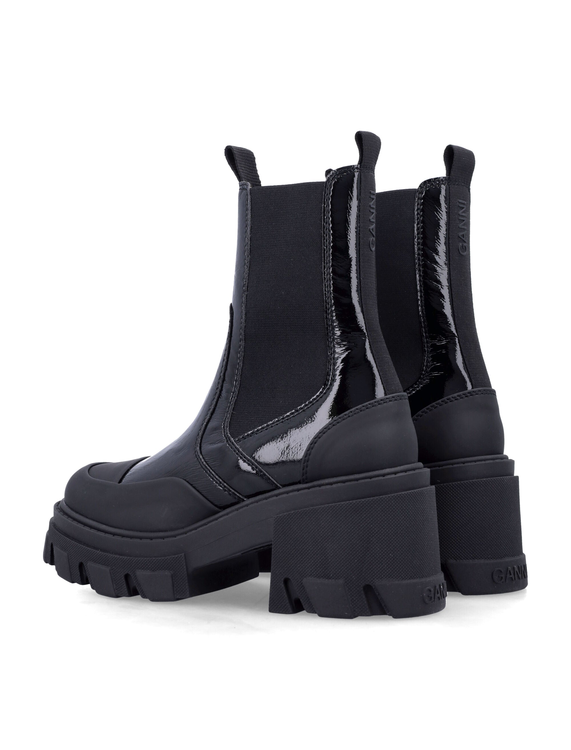 GANNI Cleated Heeled Mid Chelsea Boots