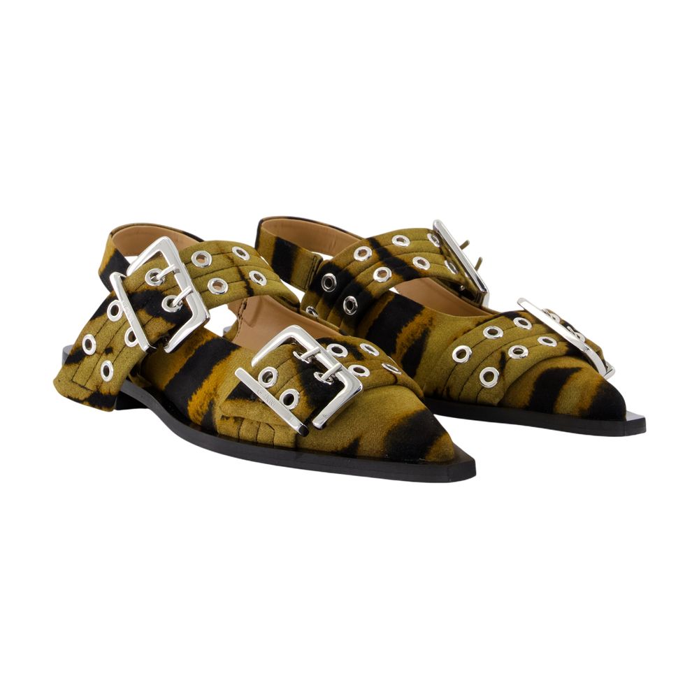 GANNI Feminine Buckle Zebra Ballerinas