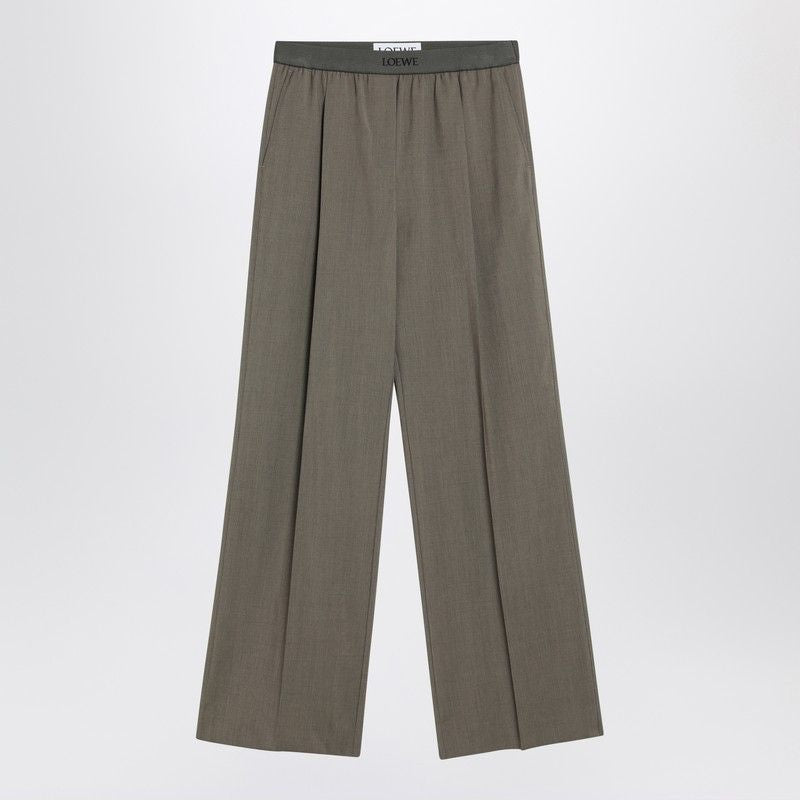LOEWE Wool Trousers with Elastic Waistband - Women’s Casual Fit