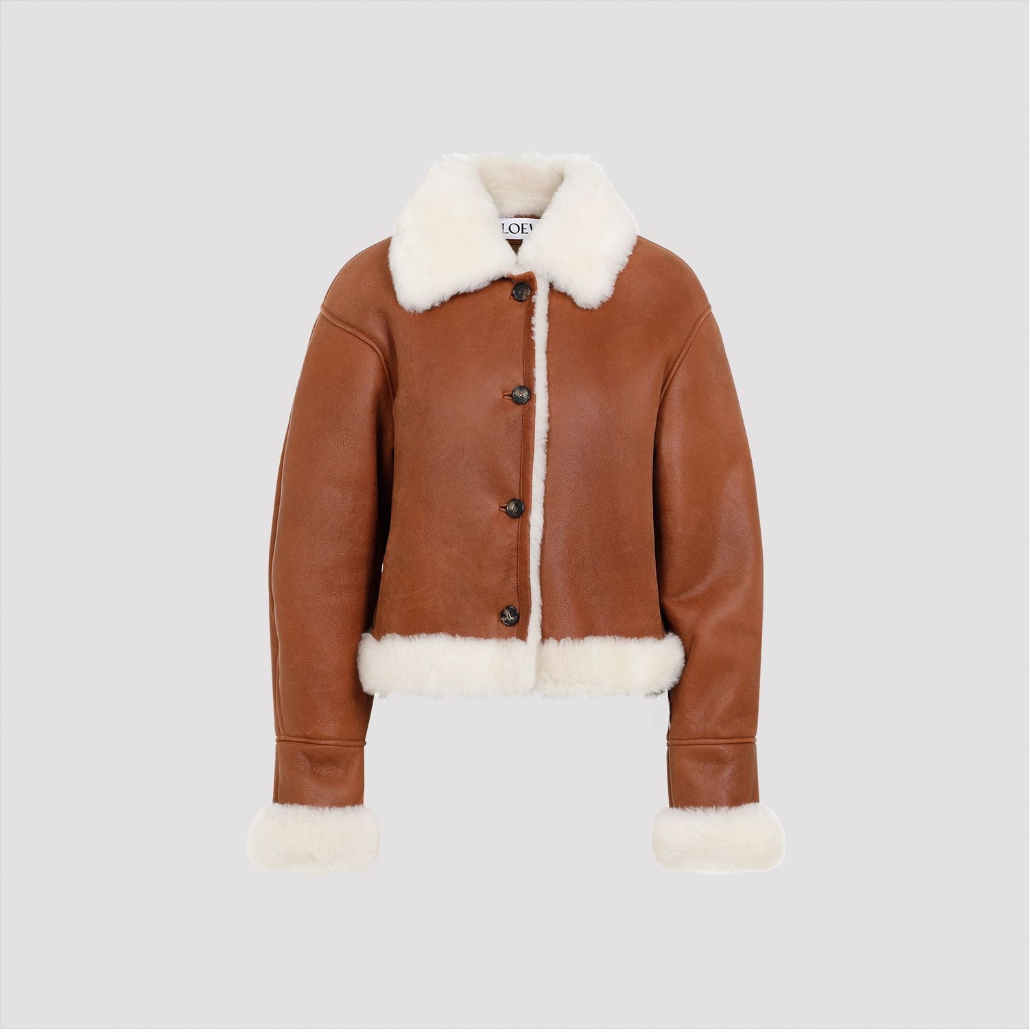 LOEWE Shearling Leather Jacket - Women's Regular Fit