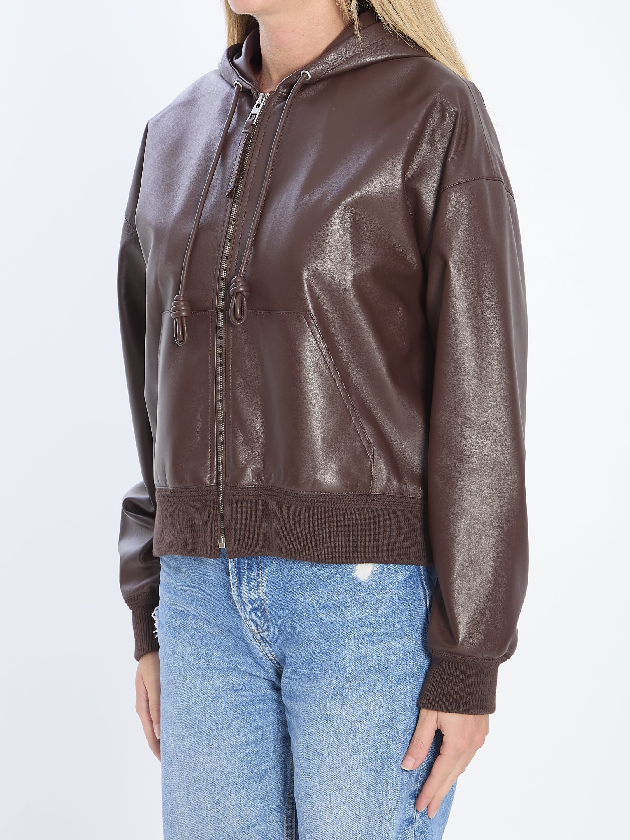 LOEWE Luxe Hoodie in Lightweight Lamb Nappa Leather - Size 38