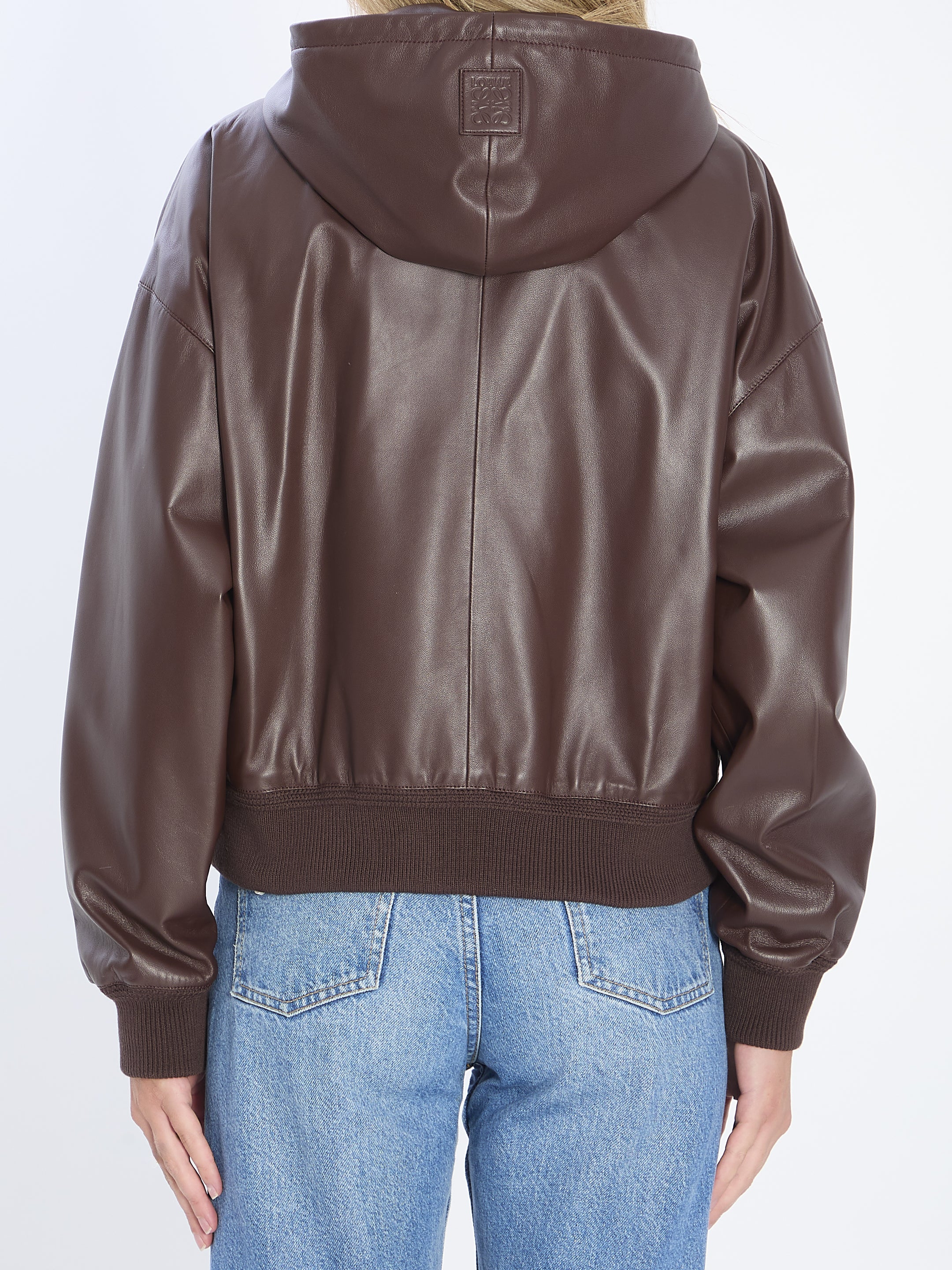LOEWE Luxe Hoodie in Lightweight Lamb Nappa Leather - Size 38