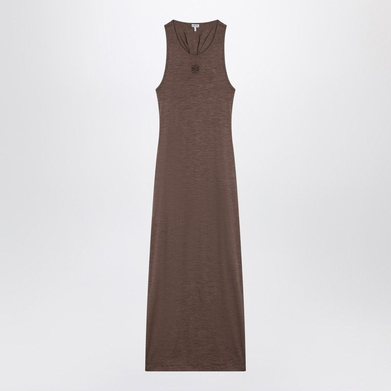 LOEWE Wool Dress with Anagram Logo - Sleeveless Crew Neck