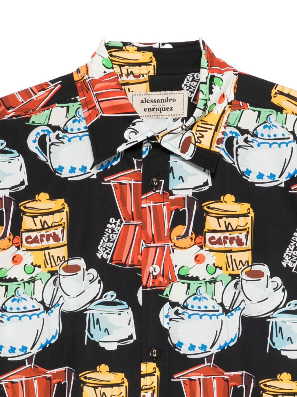 ALESSANDRO ENRIQUEZ Printed Cotton Shirt with Classic Collar